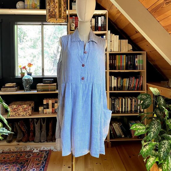 FLAX Stripe Dress Linen - Picture 1 of 7